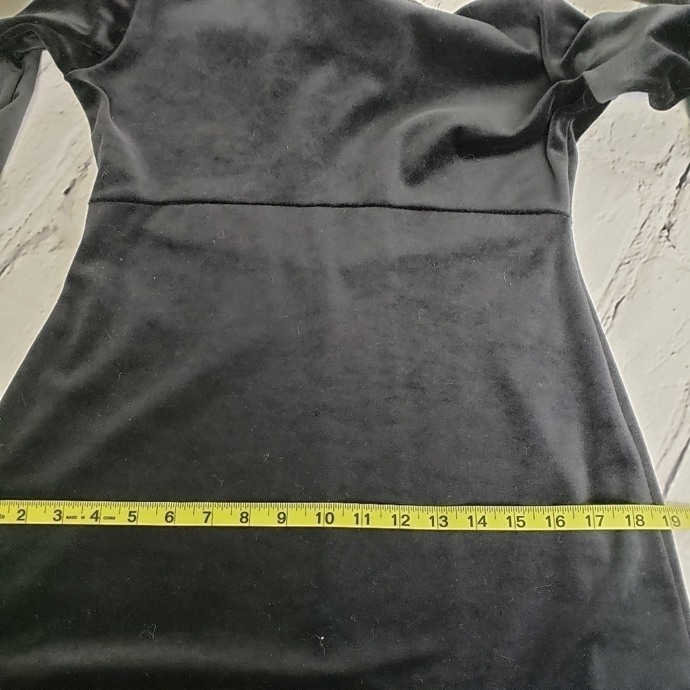 VINTAGE Y2K Black Velveteen Midi Dress Made in USA by Tiff Tiff Dress S EUC - Picture 10 of 14